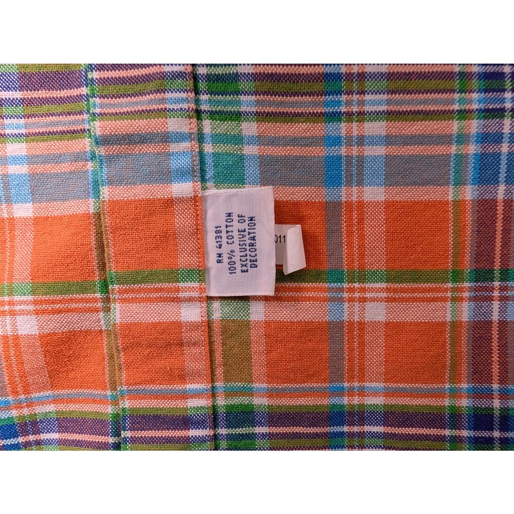 Ralph Lauren Orange Plaid Mens Medium Flesh Pony Button‎ Down Long Sleeve Shirt - Picture 7 of 9